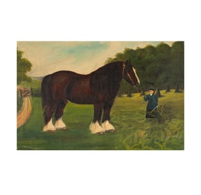 English School, Late 19th Century, Horse in Field