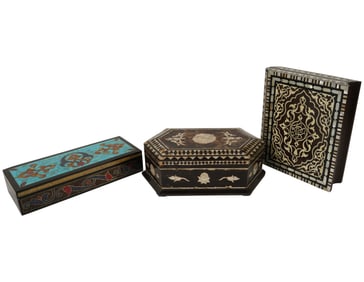 Three Moorish-Style Inlaid Boxes