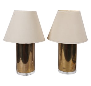 A Pair of Brass and Lucite Table Lamps