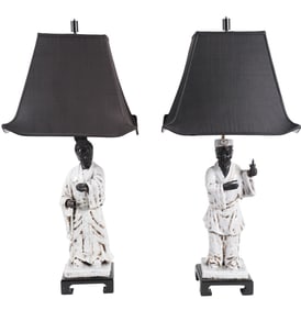 A Pair of Ceramic Figural Lamps