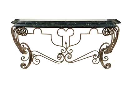 An Iron and Marble Console Table
