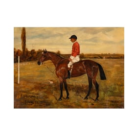 George Pace, 19th/20th Century, A Bay Horse with Jockey Up