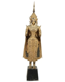 A Thai Gilt Bronze Figure of Buddha