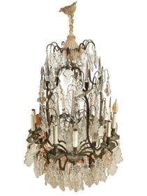A Vintage French Drop-Crystal Chandelier
