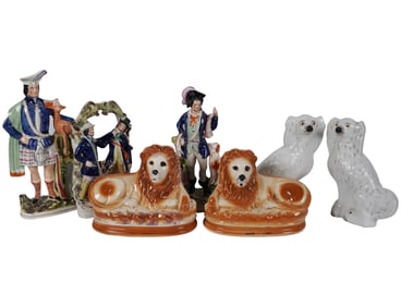 A Group of Staffordshire Pottery Figures