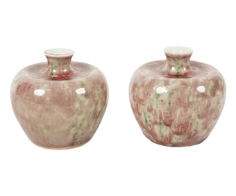 A Pair of Chinese Flambe Porcelain Water Jugs