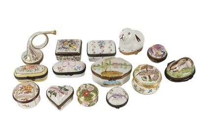 A Group of Halcyon Days Porcelain Boxes
