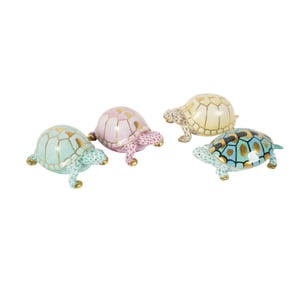 Four Herend Fishnet Porcelain Turtle Figurines