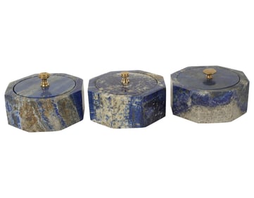 A Set of Three Lapis Lazuli Covered Boxes