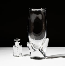 A Baccarat Crystal Vase and Perfume Bottle