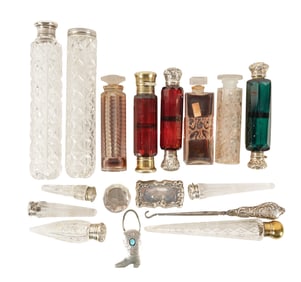 A Group of Vanity Table Articles and Perfume Bottles