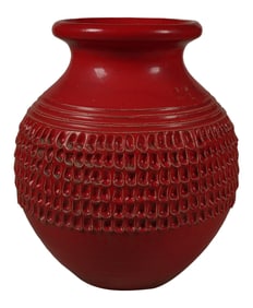 A Red Painted Pottery Urn