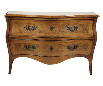 An Italian Bombe Inlaid Fruitwood Commode