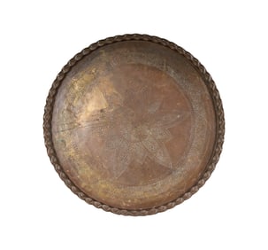 A Large Incised Brass Tray