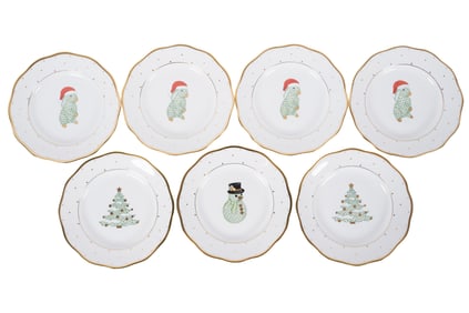 Seven Herend Porcelain Christmas Plates