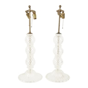 A Pair of Murano-Style Glass Table Lamps