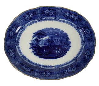 A Large English Flow Blue Platter