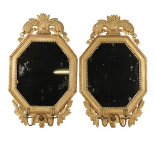 A Pair of Antique Giltwood Girandole Mirrors