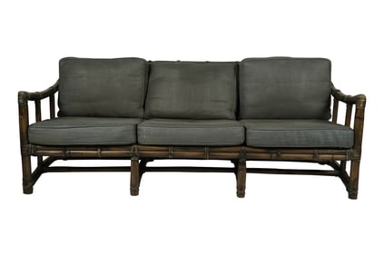 A McGuire Painted Rattan Sofa