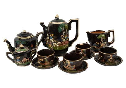 A Mexican Hand-Painted Pottery Tea and Coffee Service