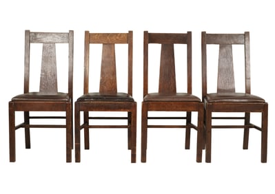 Four Mission Oak Side Chairs