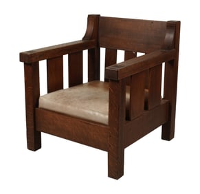 A Lifetime Arts and Crafts Oak Armchair
