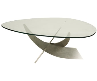 A Modernist Metal and Glass Coffee Table