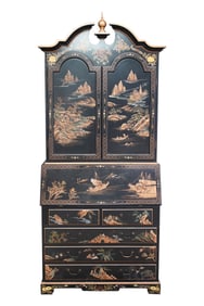 A Georgian-Style Chinoiserie Secretary Bookcase