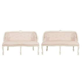 A Pair of White-Painted Settees