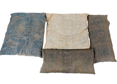 Four Fortuny Fabric Throw Pillows