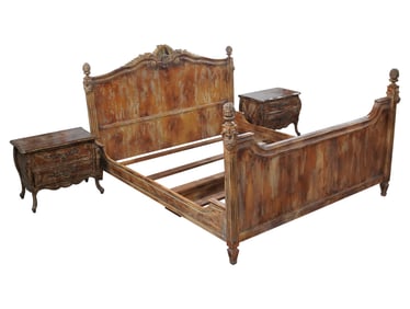 A King-Size Bed and Two Marble-Top Nightstands