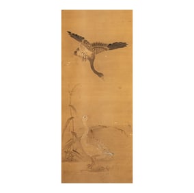 A Japanese Scroll Painting of Geese