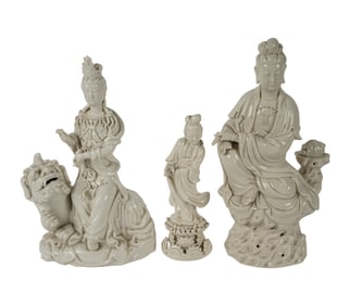 Three Blanc de Chine Porcelain Figures