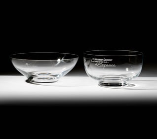 Two Tiffany & Co. Glass Concours d'Elegance Trophy Bowls