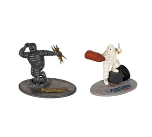 Two Michelin Man Bronze Sculptures