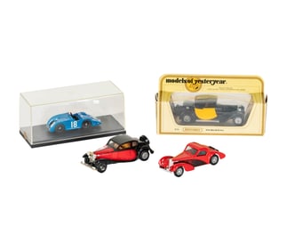 Four Small Bugatti Toy Models