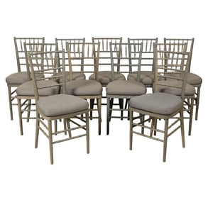 Set of Twelve Chiavari Gray Painted Stackable Chairs