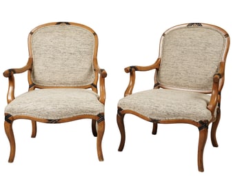 Pair of Upholstered Contemporary Fauteuils