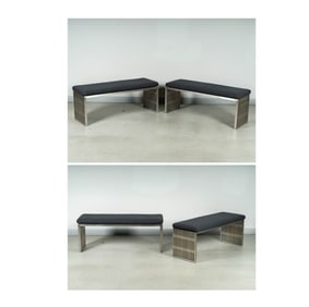 Four Modern Stainless Steel Benches