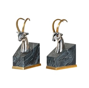 From Peter Mullin's Office Pair of Rams Gazelle Head Bookends