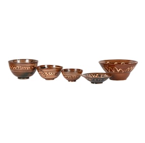 A Group of Studio Crafted Semi-Glazed Pottery Bowls signed by C. Sils