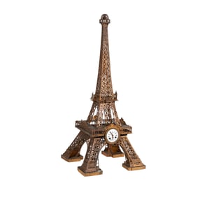 A French Eiffel Tower Metal Architectural Clock