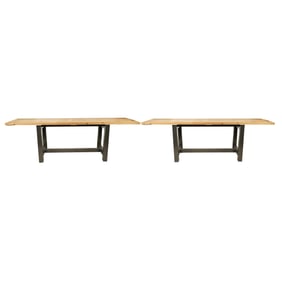 Pair of Custom Wood and Metal Tables