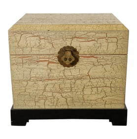Painted White Trunk Form Lamp Table