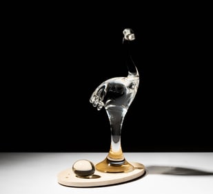 Steuben Glass Ostrich And Egg Sculpture