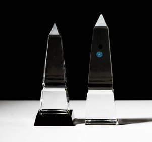 Two Steuben Glass Obelisks