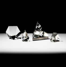 Four Steuben Glass Prismatic Sculptures