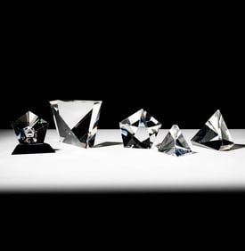 Five Steuben Glass Prismatic Sculptures