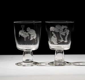 Two Steuben Glass Goblets: Avarice and Lust