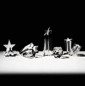 Five Steuben Glass Star-Form Sculptures